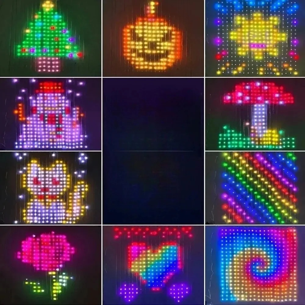 Lighting Christmas Decor - LED-Pixel-Lichtvorhang mit Bluetooth-App-Steuerung, RGB, DIY, für