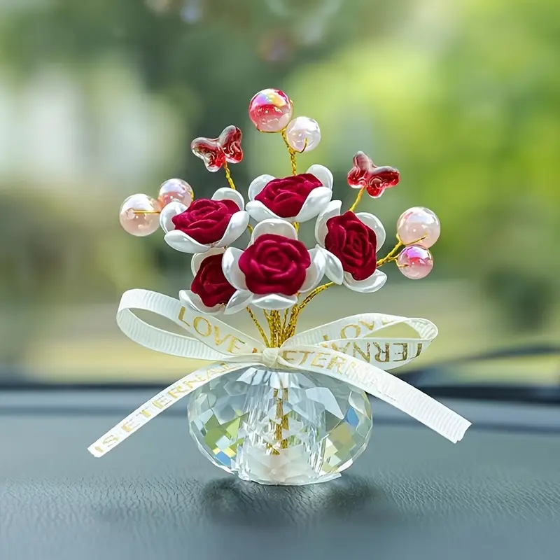 Lighting Mcqueen Bedroom Decor - 1 x Kristallglas-Rosen-Armaturenbrett-Ornament – elegantes Zuhause,