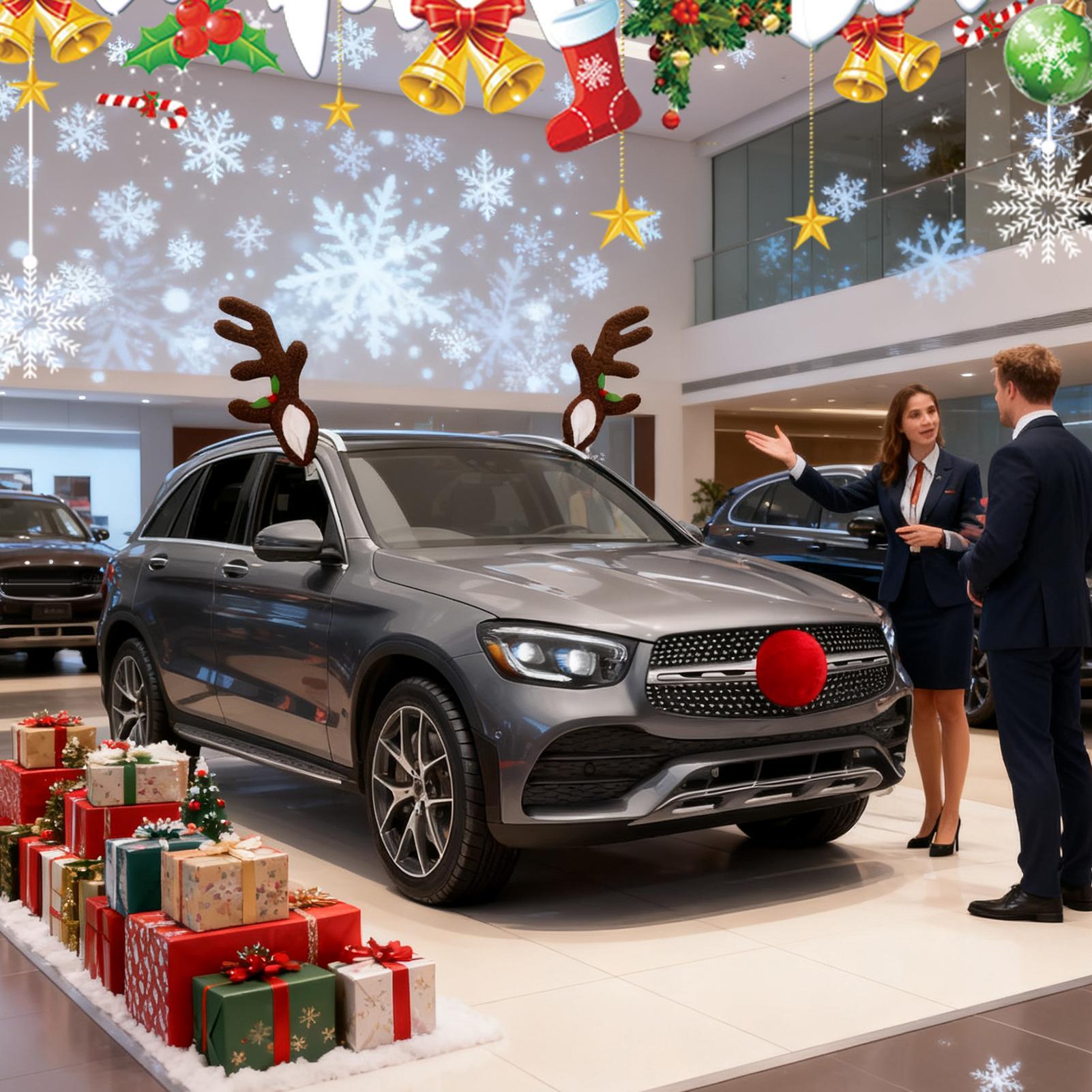 Up Lighting Decor - Auto-Rentiergeweih, leuchtendes Rentiergeweih mit Nase, Weihnachts-Auto-Außendekoration