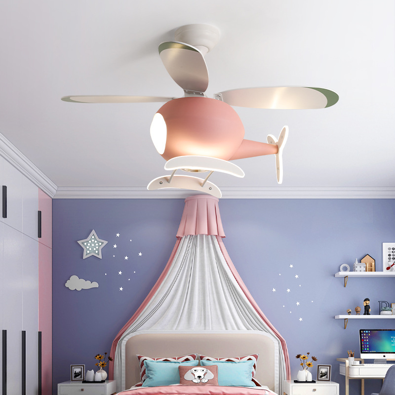 Decor Lighting Lamps - Moderne Kreative Cartoon-Flugzeug-Ventilatorleuchte Einfache Deko-LED-Deckenlampe für