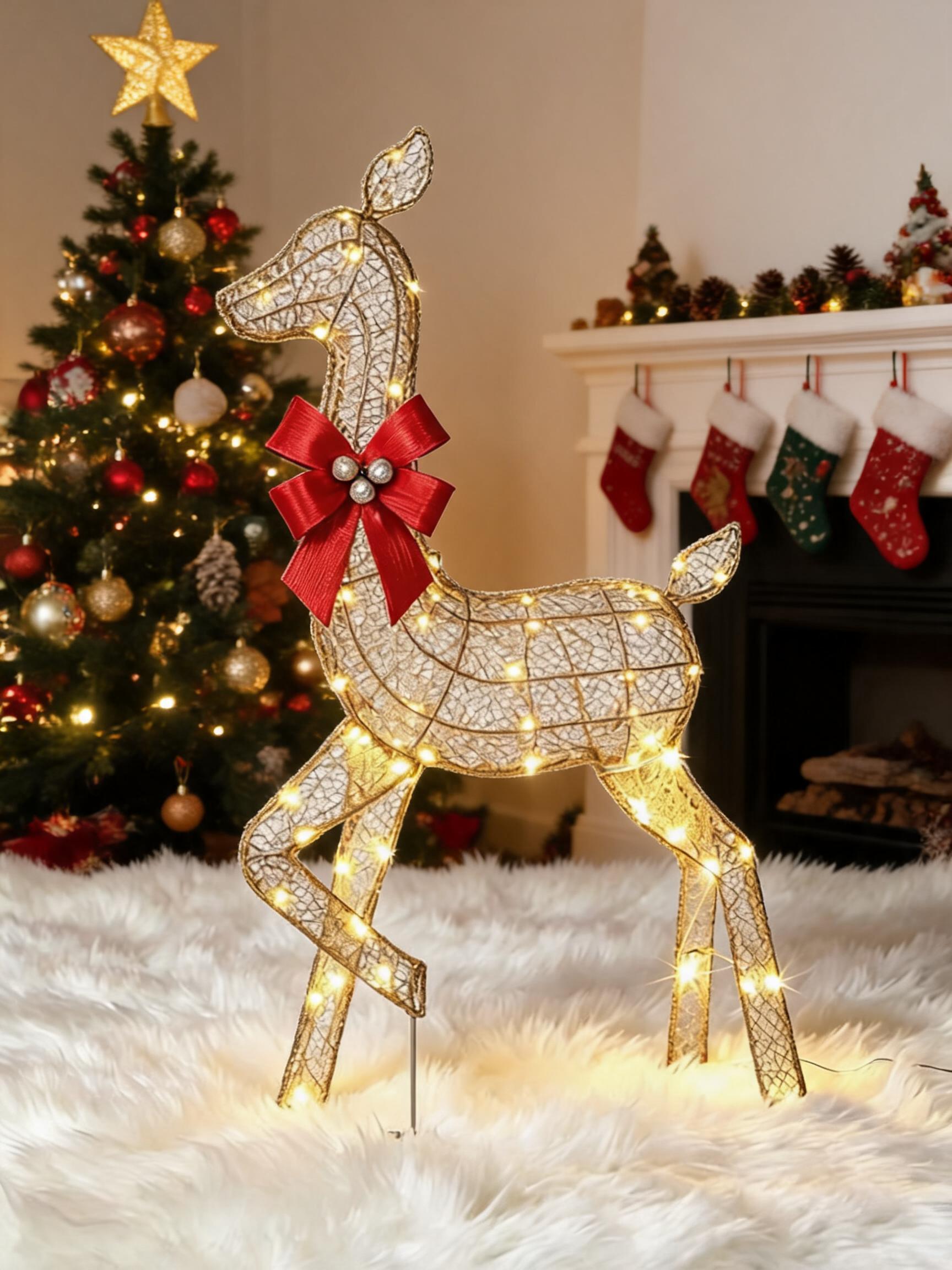 Up Lighting Decor - 3-teiliges beleuchtetes Weihnachts-Rentier-Familien-Set, LED-Rentiere für die