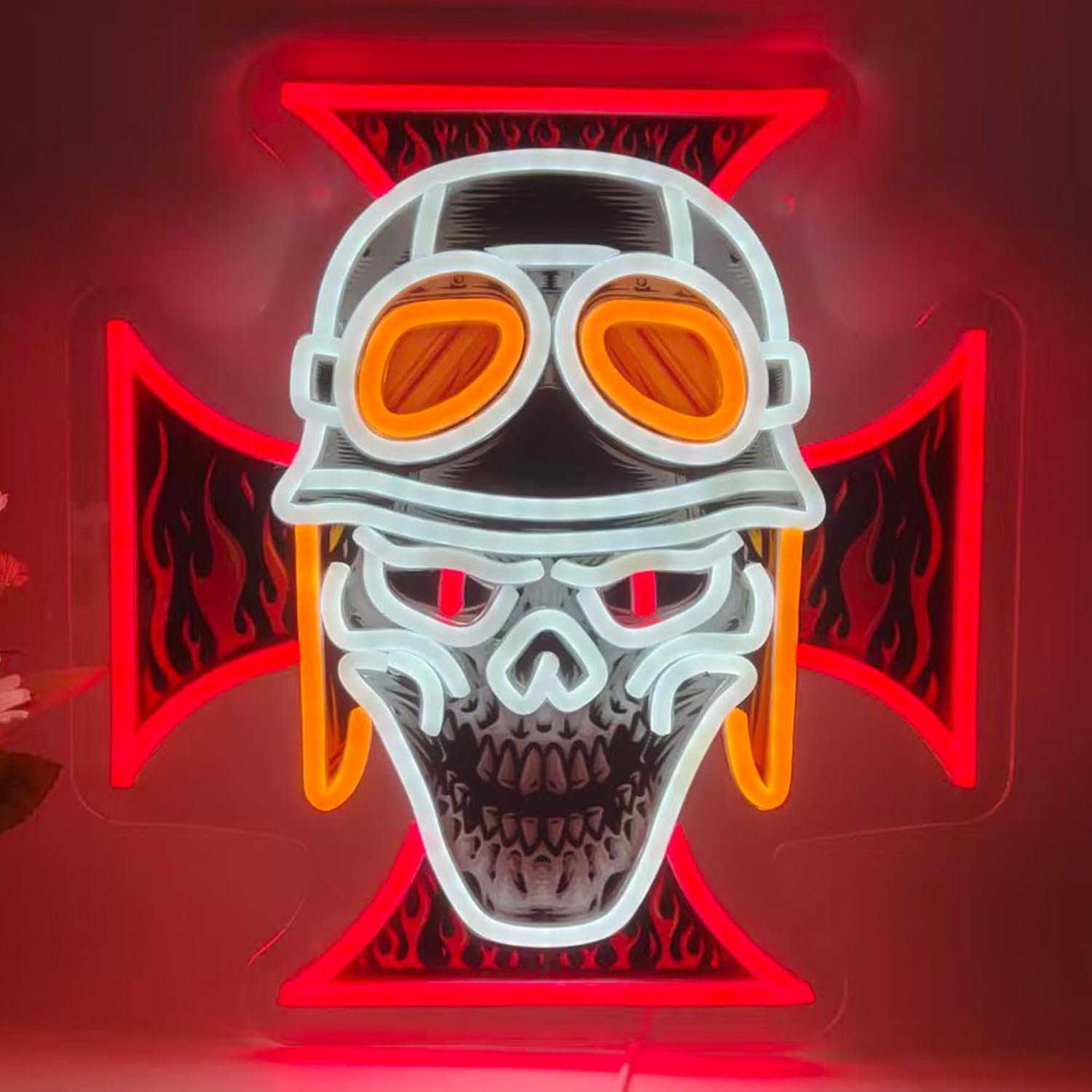 Biker Skull Cross LED-Neonschi – Lighting Christmas Decor Bewertung und Preis