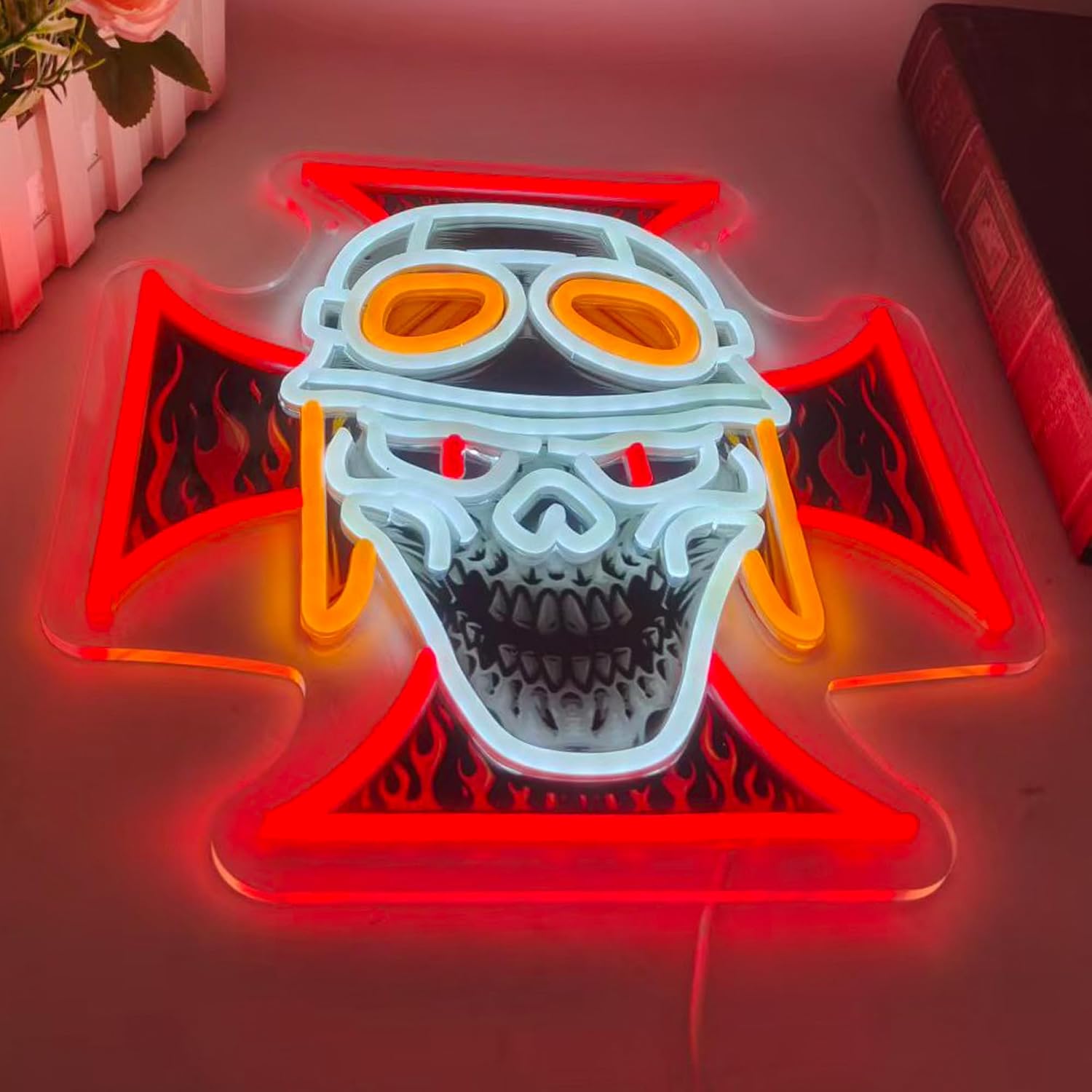 Biker Skull Cross LED-Neonschi – Lighting Christmas Decor Bewertung und Preis